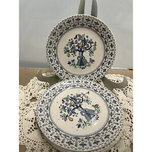 VTG Staffordshire England Sugar And Spice 7" Lunch Plates Ironstone Cottage 4413